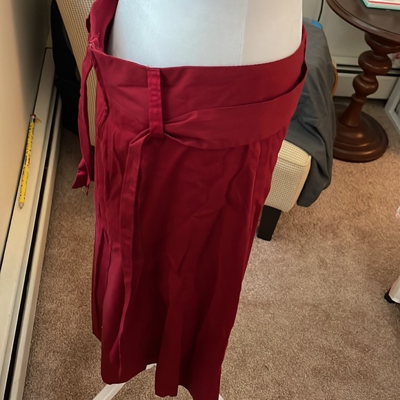 Red cotton midi skirt with belt - Picture 2 of 2